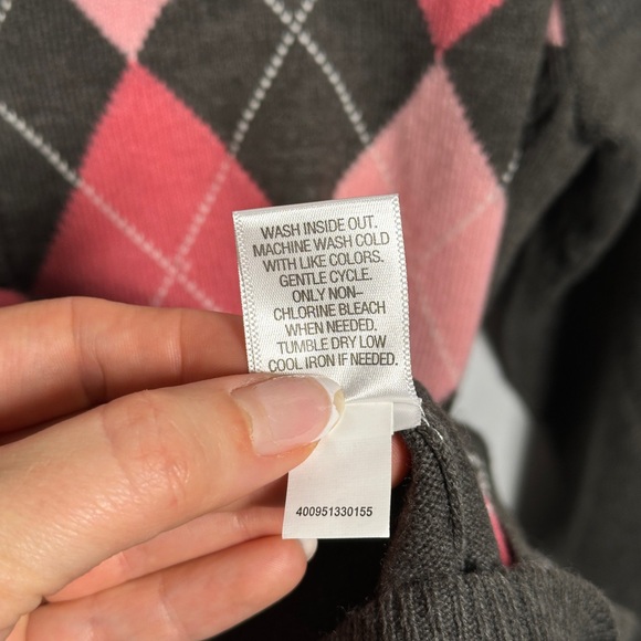 Croft & Barrow Women's Argyle Cardigan - Pink and Black XL - Picture 9 of 9